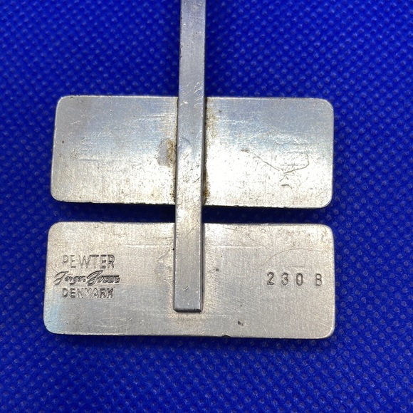 Jorgen Jensen Pewter Blue Glass Pendant #230B - Picture 4 of 5